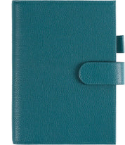 Leather Cover for A5 Notebooks – Fits Hobonichi Cousin, Stalogy & Midori MD Planners, Pebbled Deep Teal