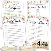 Wildflower Bridal Shower Games – Set for 30 Guests – 4 Funny Floral Wedding Shower Games – Love In Bloom Bridal Party Bingo and Activities Set