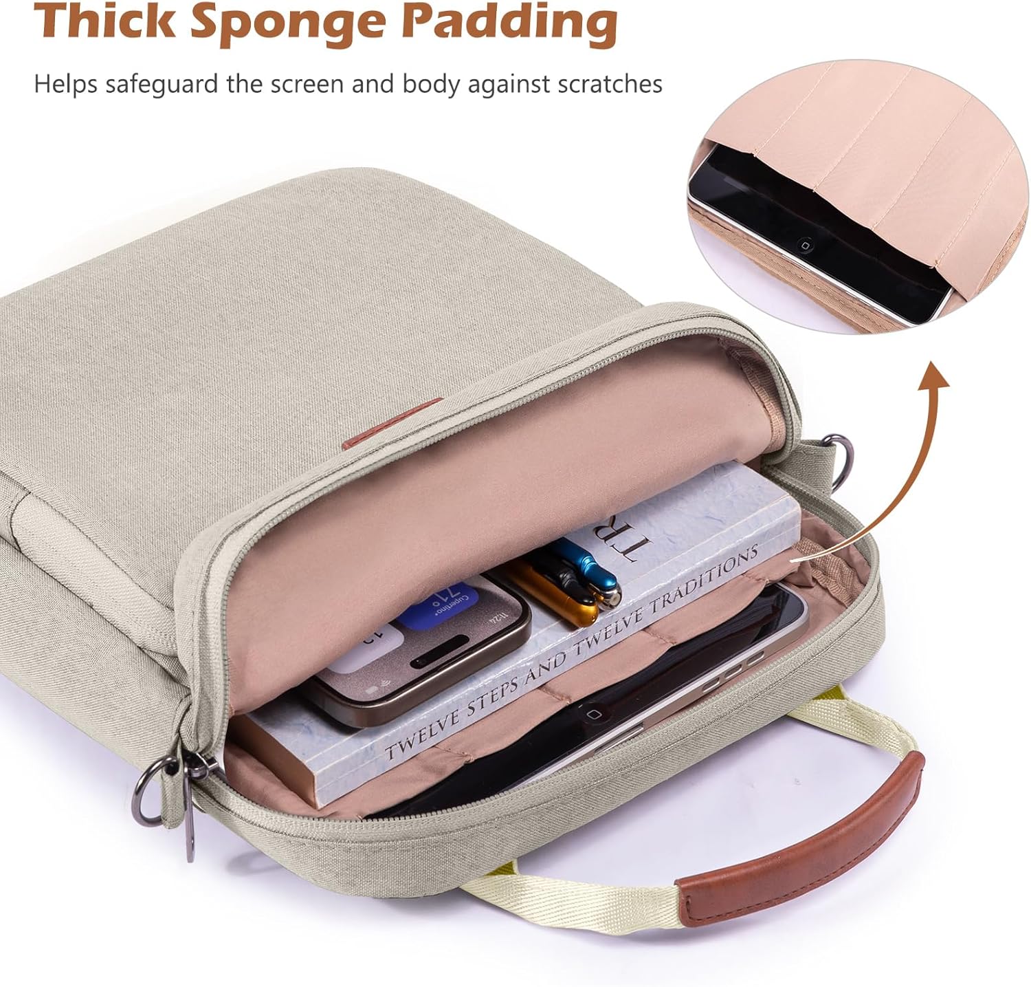 Book Carrying Bag with Shoulder Strap – Sturdy Zippered Book Sleeve & Protector Case – Book Lover’s Sling Bag for Paperbacks