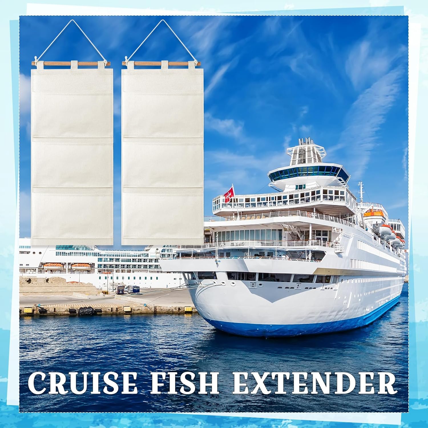 2-Pack Fish Extender Gift Hangers – 3-Pocket Cruise Hanging Organizers for FE Gift Exchanges & Pixie Dusting, 2025 Cruise Ready (White)