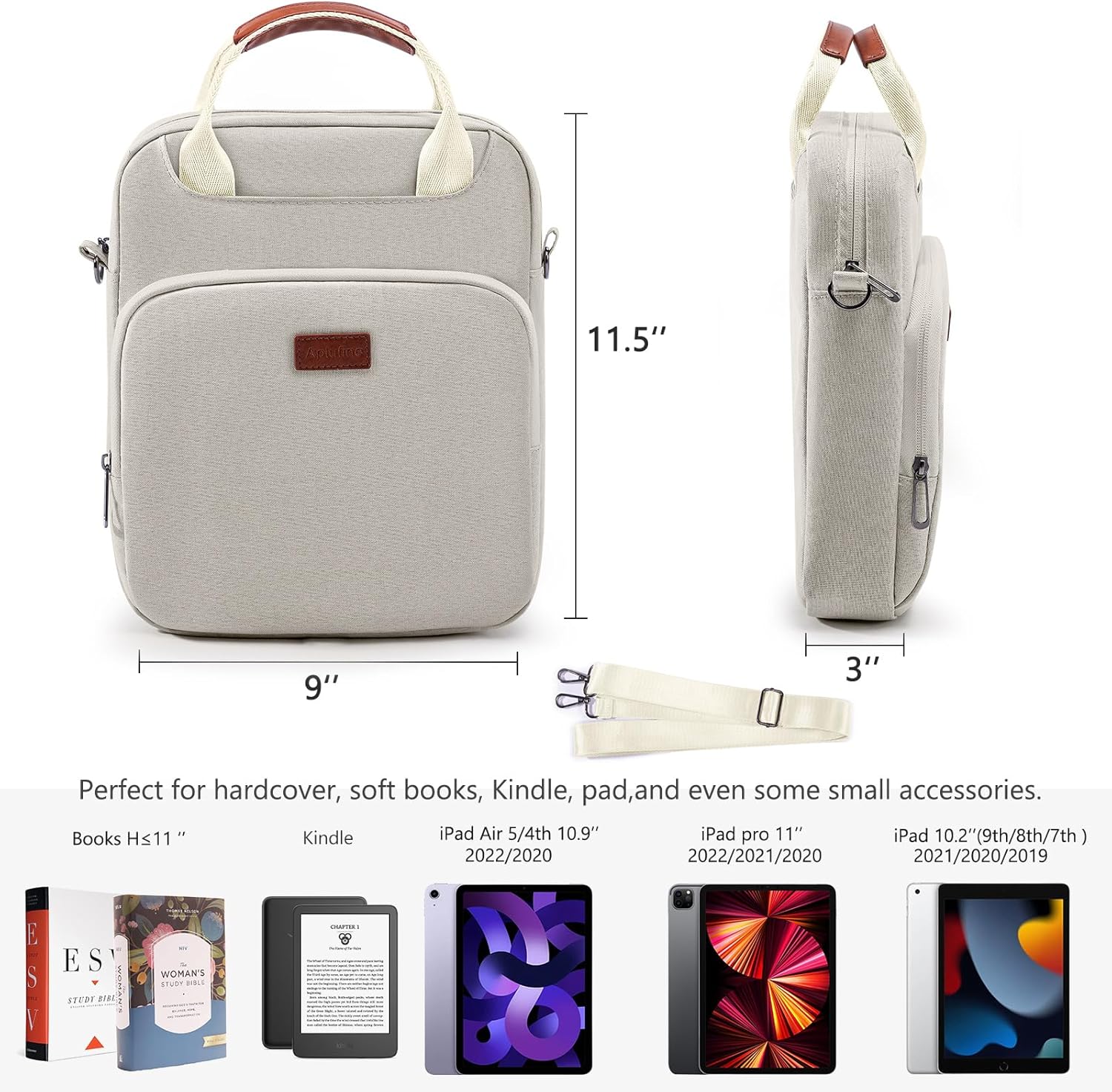 Book Carrying Bag with Shoulder Strap – Sturdy Zippered Book Sleeve & Protector Case – Book Lover’s Sling Bag for Paperbacks