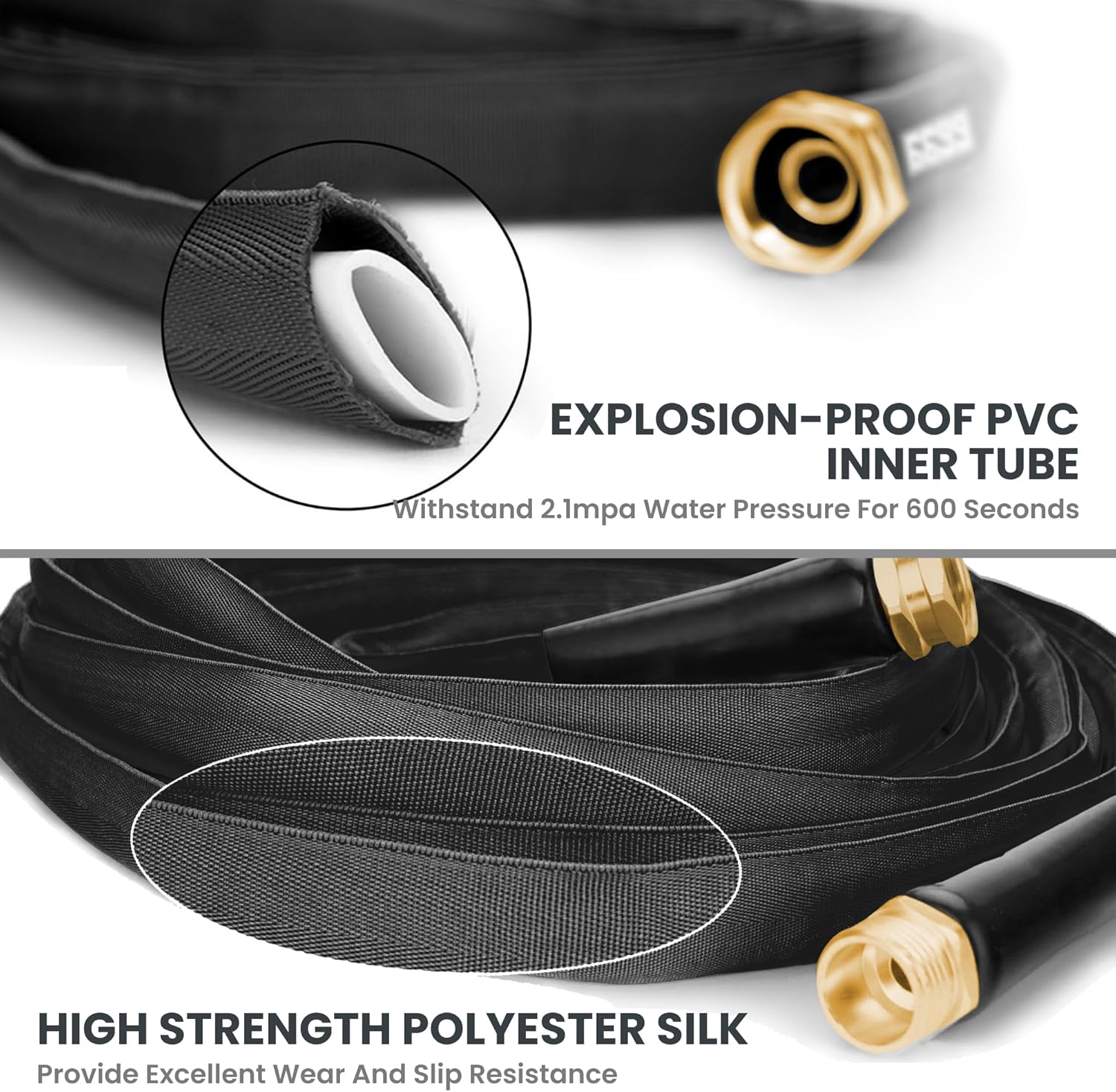 Giraffe Tools 50FT Garden Hose – Lightweight, Lay-Flat, Flexible PVC Water Hose with 9-Function Nozzle – Kink-Free Design (Black)