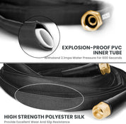 Giraffe Tools 50FT Garden Hose – Lightweight, Lay-Flat, Flexible PVC Water Hose with 9-Function Nozzle – Kink-Free Design (Black)