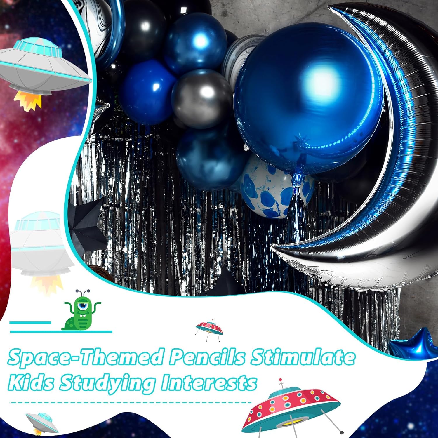 Geyee 36 Pcs Space & Hawaiian Shark Theme Pencils – Fun Novelty Party Favors with Erasers – Wood Writing Pencils for Birthday Parties & Classroom Rewards