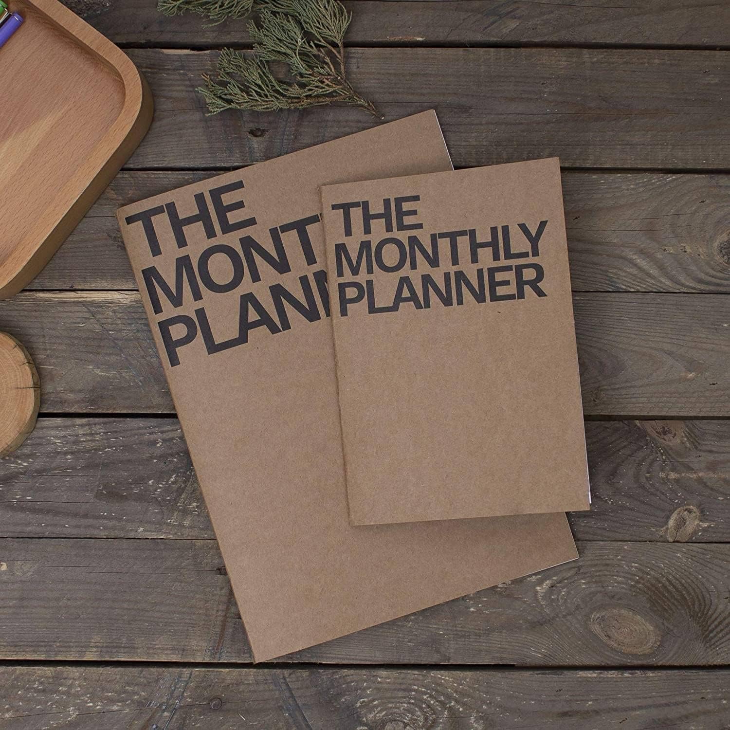 Undated Monthly Planner (Large, 1 Pack), Brown – Non-Dated Organizer for Adults