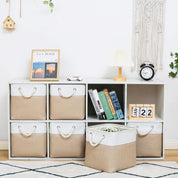 11 x 11 Inch Storage Cubes – 6-Pack Large Collapsible Fabric Storage Bins with Ropes – Foldable Organizer for Home, Office, Closet, Clothes & Toys