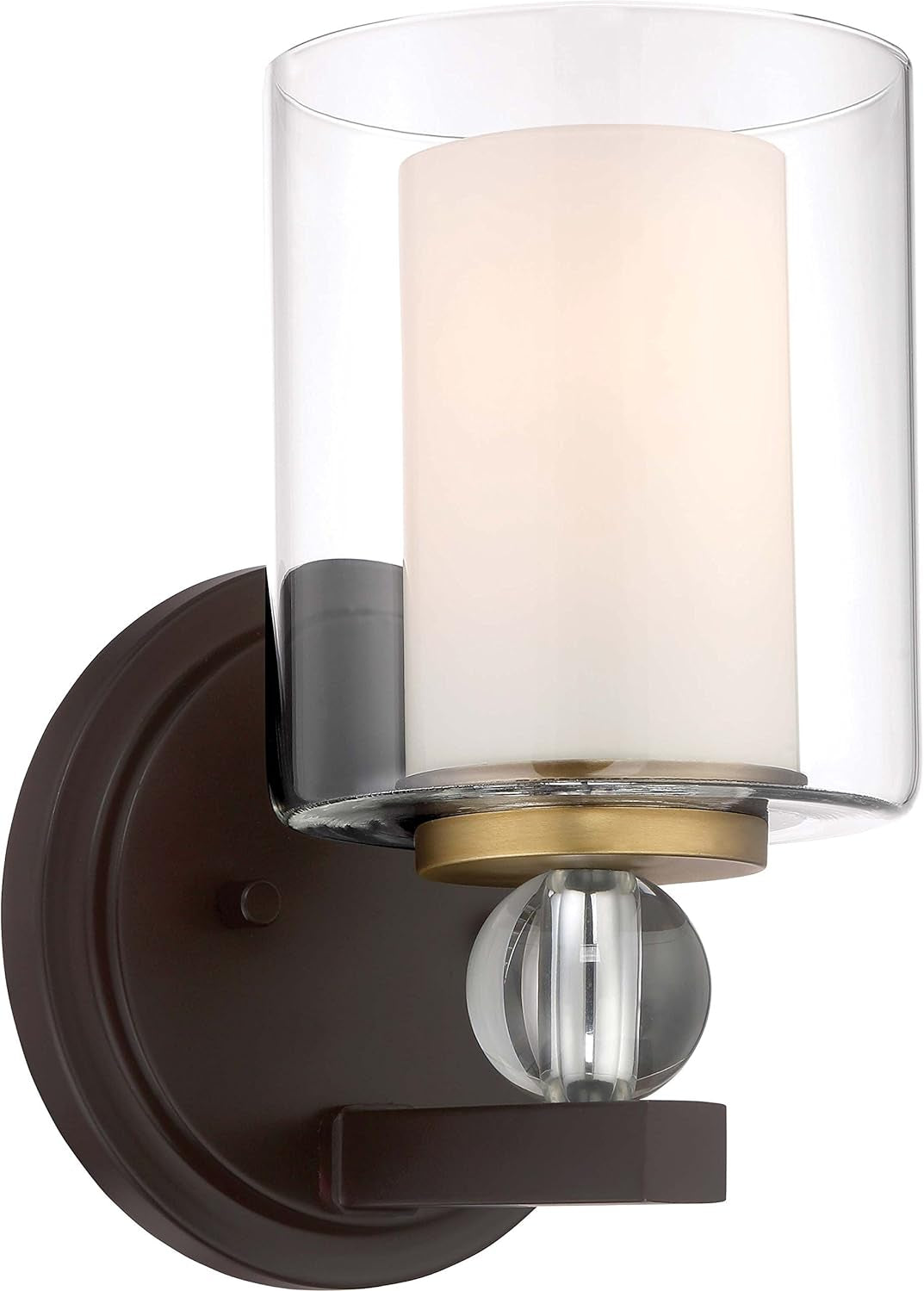 Minka Lavery Wall Sconce Lighting 3071-416 Studio 5 – 1-Light 100W Wall Lamp Fixture, Painted Bronze, Glass Shade