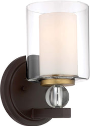 Minka Lavery Wall Sconce Lighting 3071-416 Studio 5 – 1-Light 100W Wall Lamp Fixture, Painted Bronze, Glass Shade