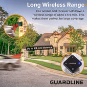 Guardline 1320ft Long Range Wireless Driveway Alarm – Outdoor Motion Sensor & Receiver Kit, Battery Powered Weatherproof Security Alert System