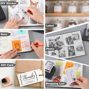 Print Pods Mini Thermal Printer – Inkless Pocket Sticker Maker with 10 Rolls Paper – Bluetooth Printer for Notes, Flashcards, Journals, DIY – Compatible with iOS & Android – Black (New)