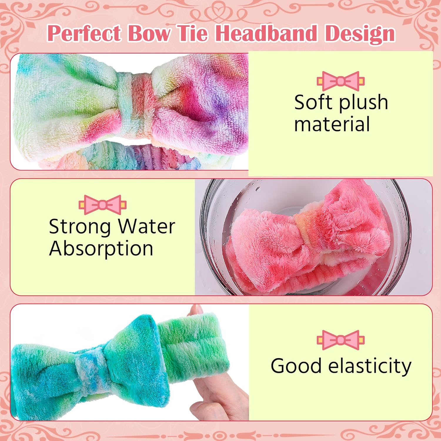 WSYUB 6-Pack Skincare Headbands – Soft Coral Fleece Tie Dye Headbands for Women & Girls