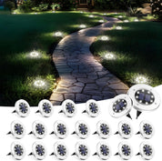 SOLPEX 20-Pack Solar Ground Lights – Outdoor Waterproof LED Pathway Lights for Garden, Patio, Driveway, Walkway – Cool White Landscape Lighting