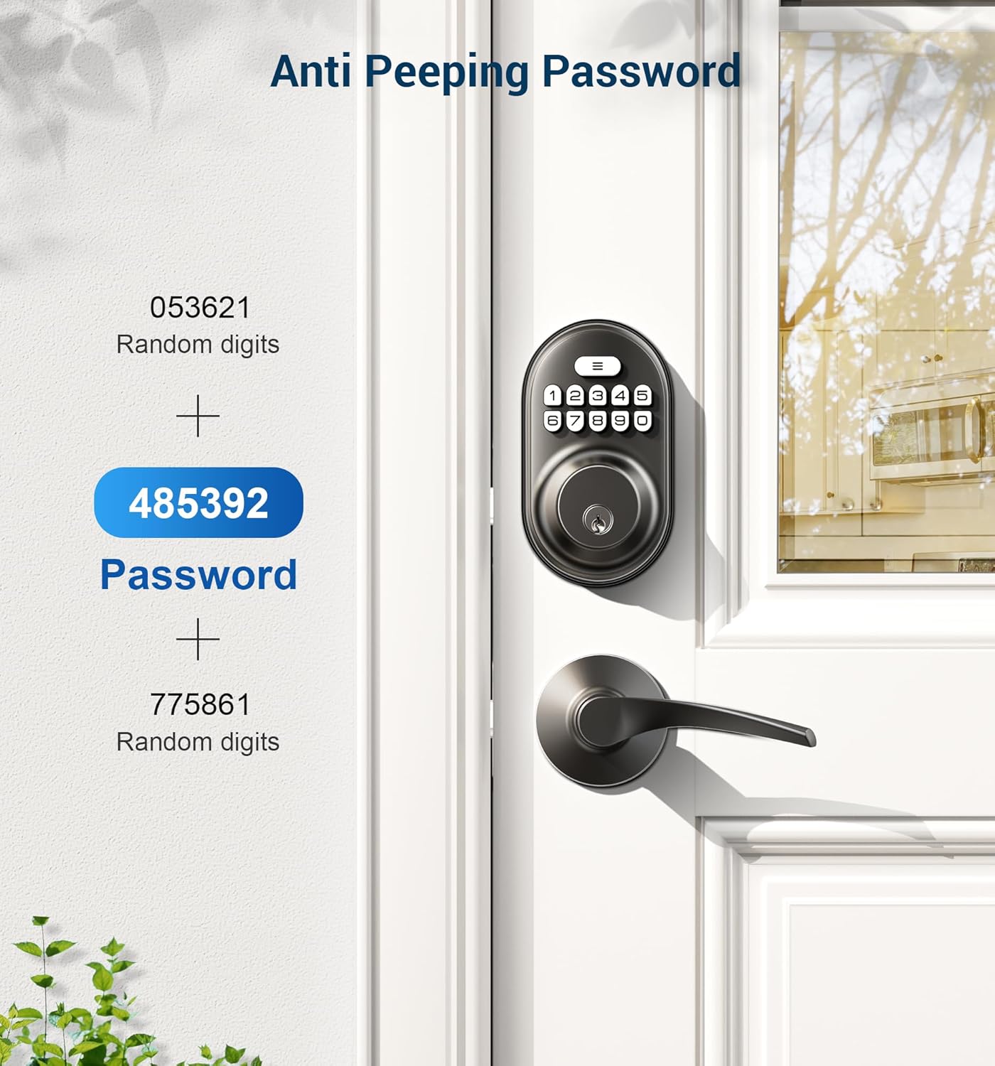 Veise Keyless Entry Door Lock – Electronic Keypad Deadbolt with Auto Lock, Anti-Peeking Password, Backlit Keypad & Spare Keys, Matte Black