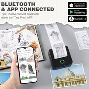 Print Pods Mini Thermal Printer – Inkless Pocket Sticker Maker with 10 Rolls Paper – Bluetooth Printer for Notes, Flashcards, Journals, DIY – Compatible with iOS & Android – Black (New)