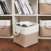 11 x 11 Inch Storage Cubes – 6-Pack Large Collapsible Fabric Storage Bins with Ropes – Foldable Organizer for Home, Office, Closet, Clothes & Toys