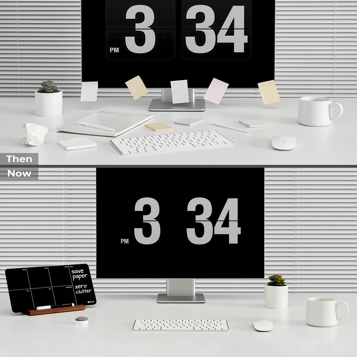 Desktop Black Glass Weekly Planner Dry Erase Whiteboard – 12x6 Portable Calendar with Detachable Wood Stand, Marker & Eraser – For Office, Home, Schools