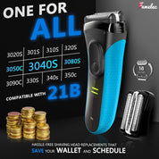 Head Shaver Replacement for Braun Series 3 – 32B Foil & Cutter, Waterproof, Compatible with Wet & Dry Electric Razors