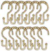 Utopia Alley Double Roller Shower Curtain Hooks – Set of 12 Metal Shower Curtain Rings for Bathroom – Gold