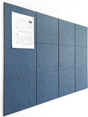 47"x35" Large Cork Board Alternative – 12-Pack Felt Wall Tiles with Removable Adhesive Tabs – Ocean Blue Pin & Tack Board for Home or Office