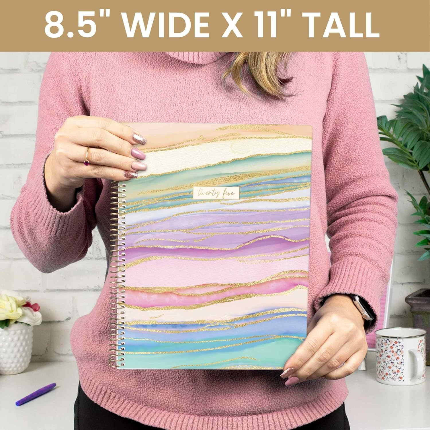 bloom daily planners 2025 Planner – 8.5" x 11" Calendar Year Day Planner (Jan 2025 – Dec 2025) – Weekly & Monthly Agenda Organizer with Stickers & Tabs – Watercolor Waves