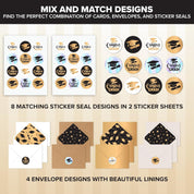 16-Pack Foiled, Glittery & Holographic Graduation Cards 2025 – 5x7in Cards with Envelopes & Stickers, 8 Elegant Designs