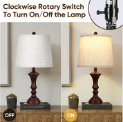 ROTTOGOON Set of 2 Retro Table Lamps – Vintage Bedside Lamps – Retro Brown