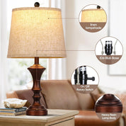 ROTTOGOON Set of 2 Retro Table Lamps – Vintage Bedside Lamps – Retro Brown