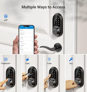 Veise Smart Lock – 7-in-1 Fingerprint Keyless Entry Door Lock with App Control, Touchscreen Keypad, Biometric Smart Deadbolt, Alexa/Google Compatible, Matte Black