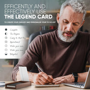 Mind Design Undated Daily Planner with Walnut Stand – 120 Checklist Cards & 10 Goal Cards – 3x5” Spiral-Bound Notepads – Magnetic Closure