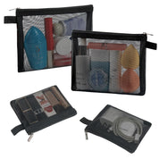 4 Pack Mini Cosmetic Bags – Nylon Mesh Makeup Bags with Zipper for Home, Office, or Purse (Black)