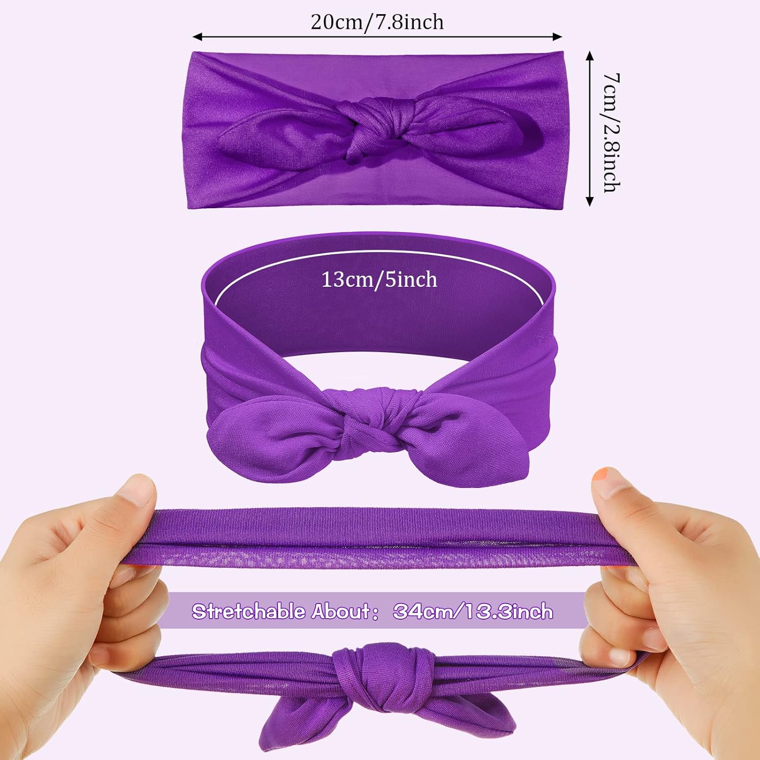 Giegxin 12-Pack Colorful Cloth Headbands for Girls – Removable Rabbit Ear Bow Hairbands, 12 Colors