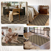 Anidaroel 48"x60" Chair Mat for Hardwood & Tile Floors – Anti-Slip Desk Chair Rug for Home Office, Large Rectangular Floor Protector for Rolling Chairs, Rice Coffee-2 / Check