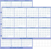DLY Oasis 32" x 48" 2025 Wall Calendar – Folded Wet & Dry Erase Laminated Yearly Planner with Julian Dates, Horizontal/Vertical Layout – Blue – New