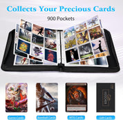 WOT I 900-Pocket Trading Card Binder – Zippered Card Holder Case with Double-Sided Sleeves