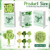Wettarn 24 Sets St. Patrick's Day Crochet Shamrock Gifts – Handmade Lucky Clover with Greeting Box, Irish Day Party Favors & Decorations