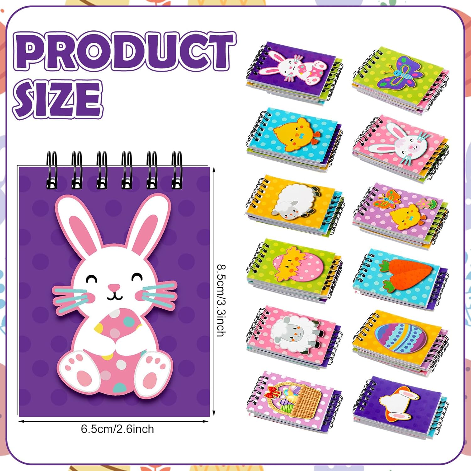 72-Pack Easter Bunny Mini Notebooks – Christian Themed Plain Memo Pads for School & Gifts