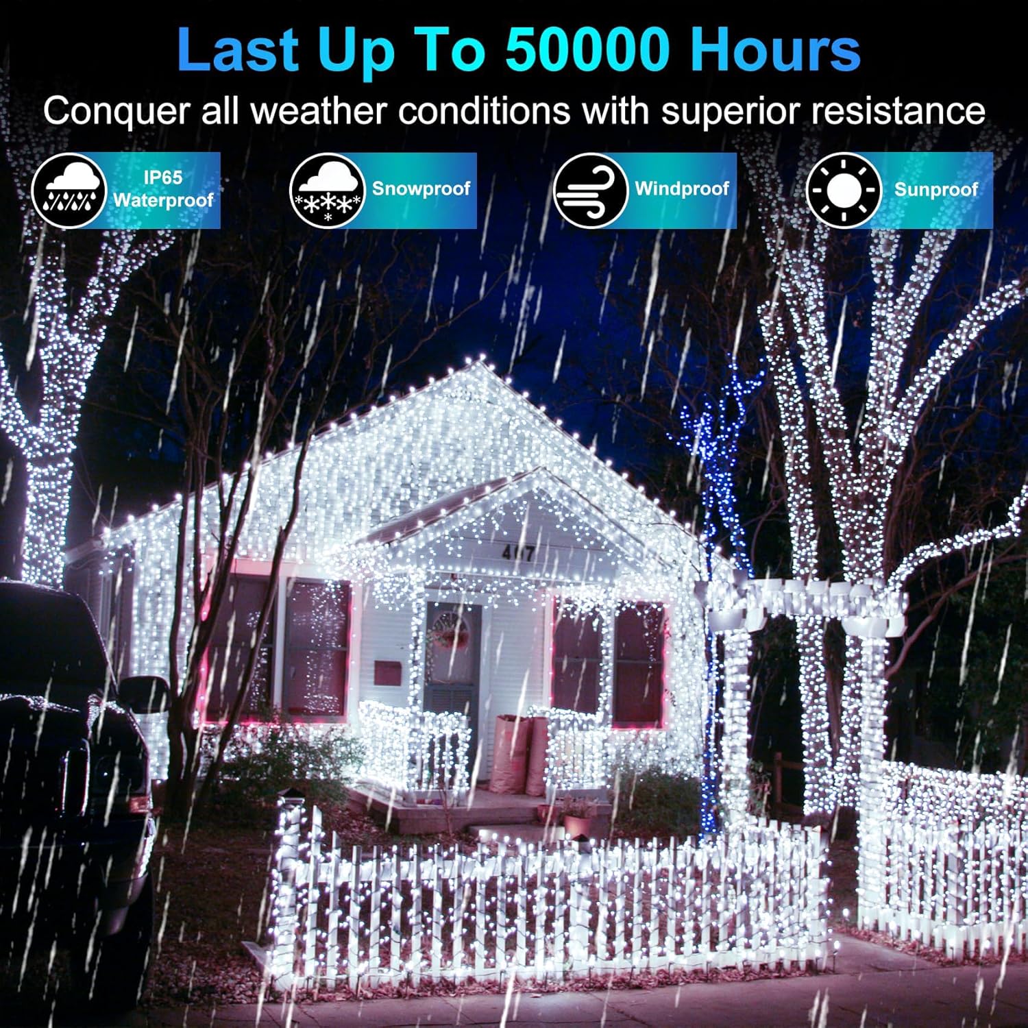 WUXYIYANG 1500 LED Outdoor Christmas String Lights – 502ft Cool White Twinkling Lights with 8 Modes, Timer & Memory and Party Decor