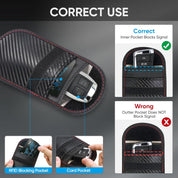 TICONN Faraday Bag for Key Fob (2-Pack) – RFID Signal Blocking Anti-Theft Pouch – Carbon Fiber Pattern – PU Leather Key Case for Car Security