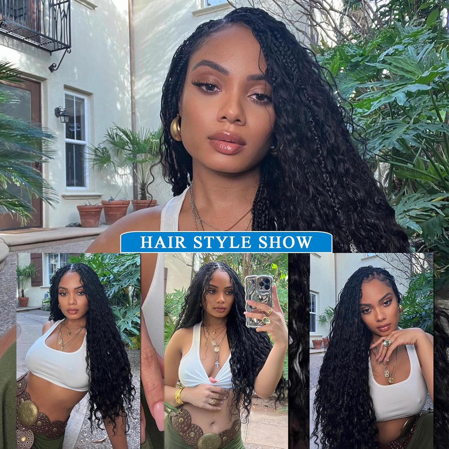 14” Deep Water Wave Human Braiding Hair – 50g 12A Brazilian Virgin Wavy Hair for Boho Braids – No Weft, 1B Natural Black