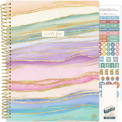 bloom daily planners 2025 Planner – 8.5" x 11" Calendar Year Day Planner (Jan 2025 – Dec 2025) – Weekly & Monthly Agenda Organizer with Stickers & Tabs – Watercolor Waves