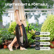 Giraffe Tools 50FT Garden Hose – Lightweight, Lay-Flat, Flexible PVC Water Hose with 9-Function Nozzle – Kink-Free Design (Black)