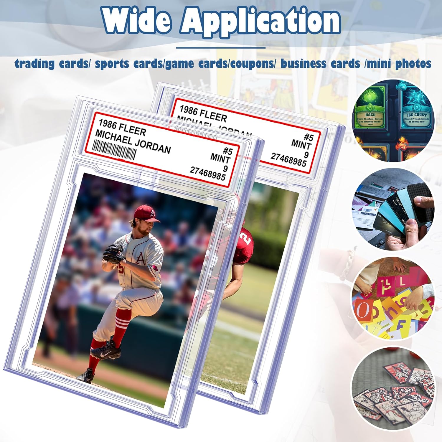 Homthy 50 PCS Acrylic Card Case Holders – Transparent Graded Card Slabs with Label Slot for Trading, Sports, and Game Cards