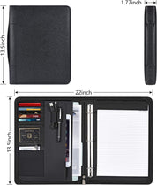 Portfolio Binder – Pacific Mailer 3-Ring Binder Organizer with Leather Folder, Writing Pad, Zipper Business Notebook for Tablets, Notepads, Resumes & Documents