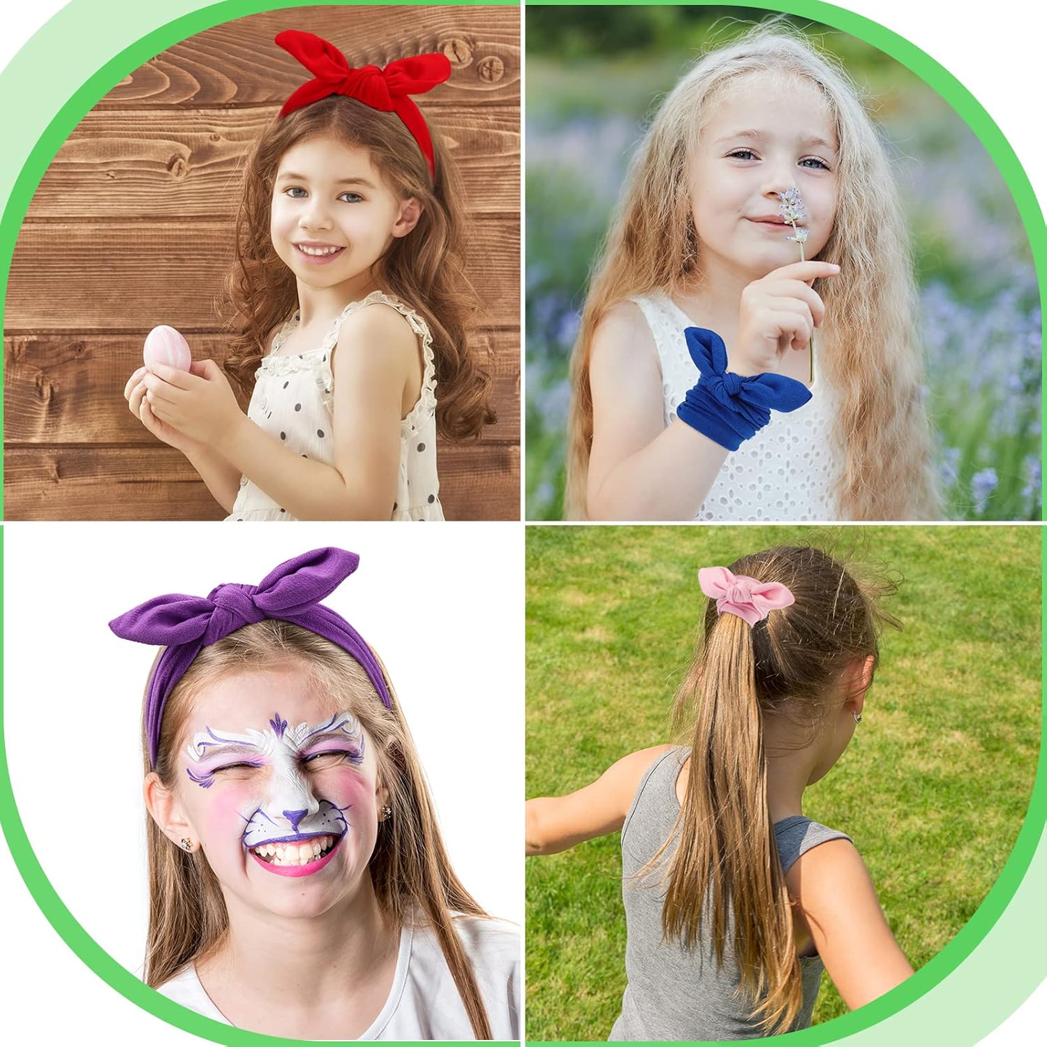 Giegxin 12-Pack Colorful Cloth Headbands for Girls – Removable Rabbit Ear Bow Hairbands, 12 Colors