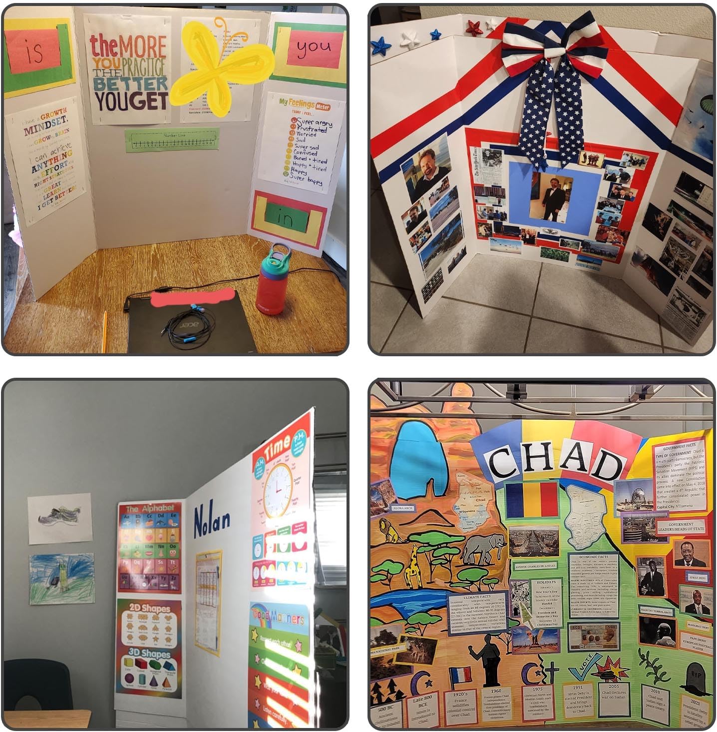 Medium Trifold Poster Board 24 x 16 inches – Corrugated Presentation Display with Double-Sided Tapes for School Projects & Science Fairs