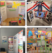 Medium Trifold Poster Board 24 x 16 inches – Corrugated Presentation Display with Double-Sided Tapes for School Projects & Science Fairs