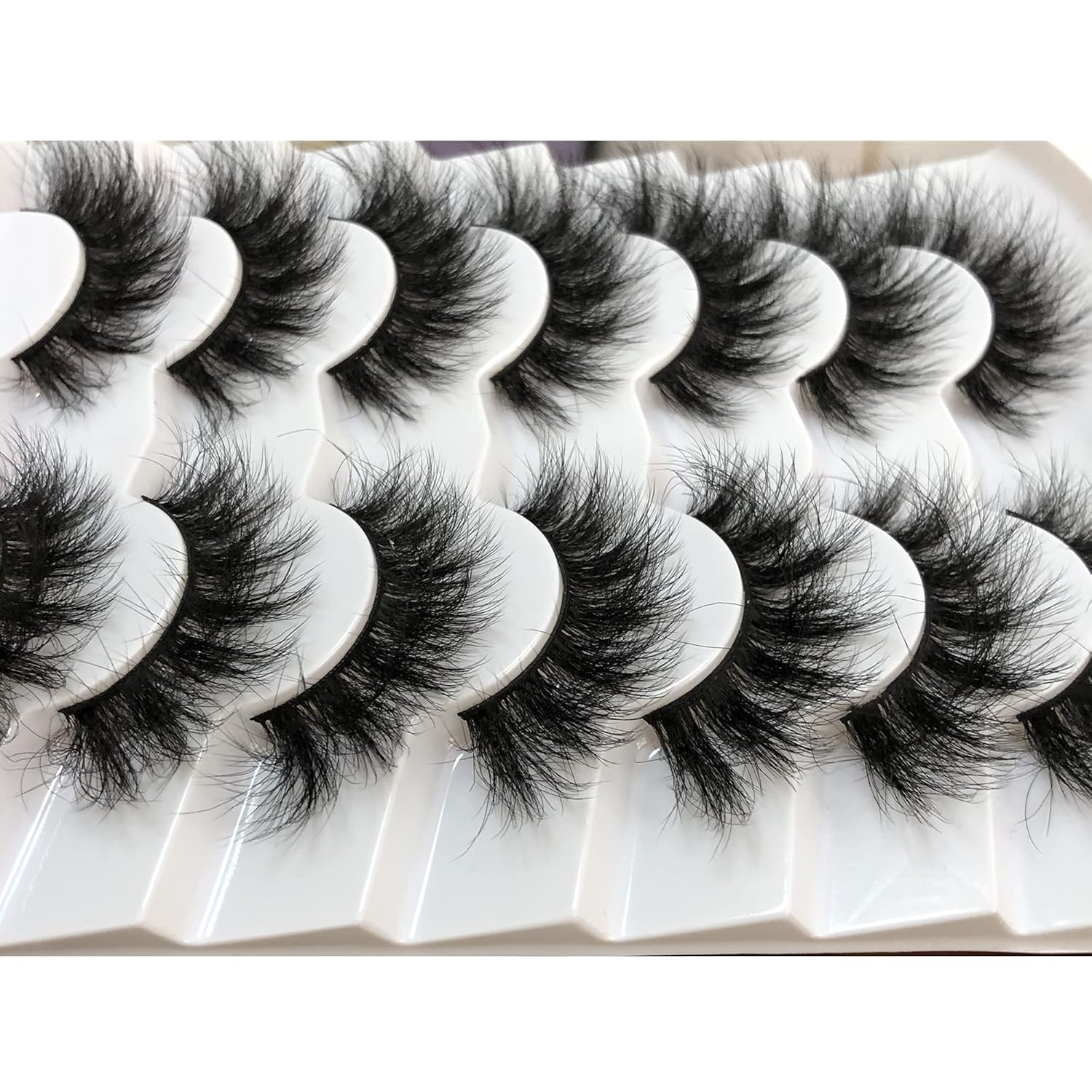 Pooplunch 7-Pair Pack Fluffy Cat-Eye False Eyelashes – 18MM 8D Wispy Mink-Like Lashes, Cruelty-Free, Volumizing Strips