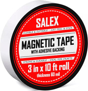 Magnetic Tape with Adhesive Backing – 3" Wide x 10 ft Roll, 60 Mil Thick Magnet Strip for DIY Crafts, Fridge Magnets, Flexible Sheets