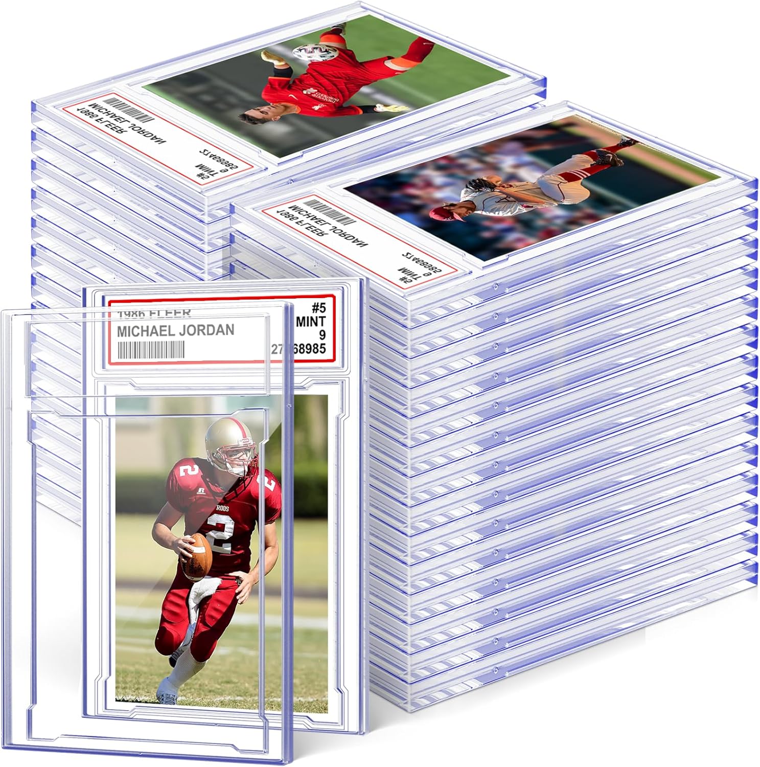 Homthy 50 PCS Acrylic Card Case Holders – Transparent Graded Card Slabs with Label Slot for Trading, Sports, and Game Cards