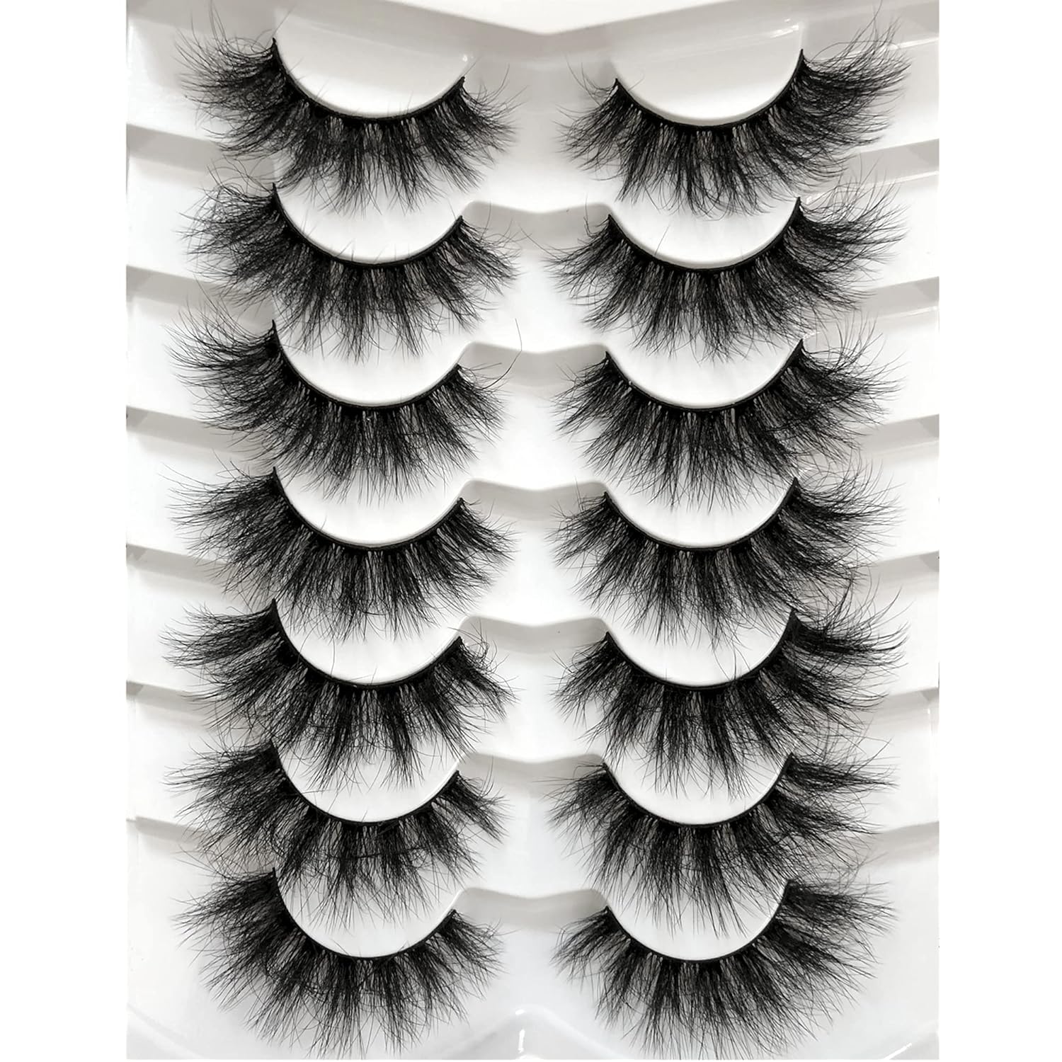 Pooplunch 7-Pair Pack Fluffy Cat-Eye False Eyelashes – 18MM 8D Wispy Mink-Like Lashes, Cruelty-Free, Volumizing Strips